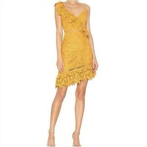 SAYLOR SOPHIA ASYMMETRICAL MUSTARD‎ LACE DRESS size small